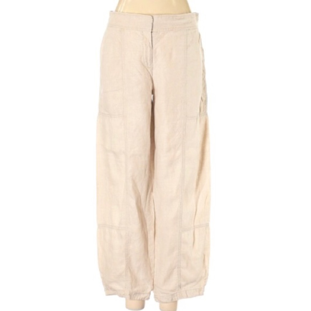 Eileen Fisher Beige Linen Crop Jogger Pants Small
